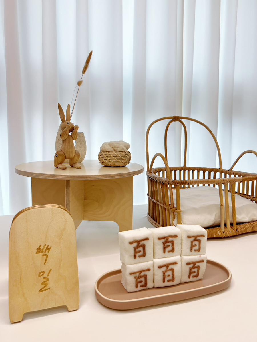 백일상 우드 오브제 라탄 의자